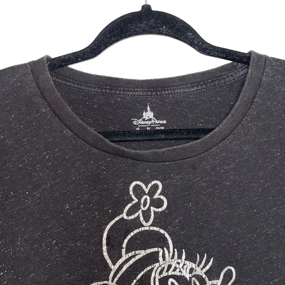 Disney Black Silver Allover Sparkle Minnie Mouse Graphic Boxy Tee Xlarge Women’s - Picture 2 of 11